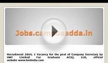 Recruitment 2014, 1 Vacancy for the post of Company
